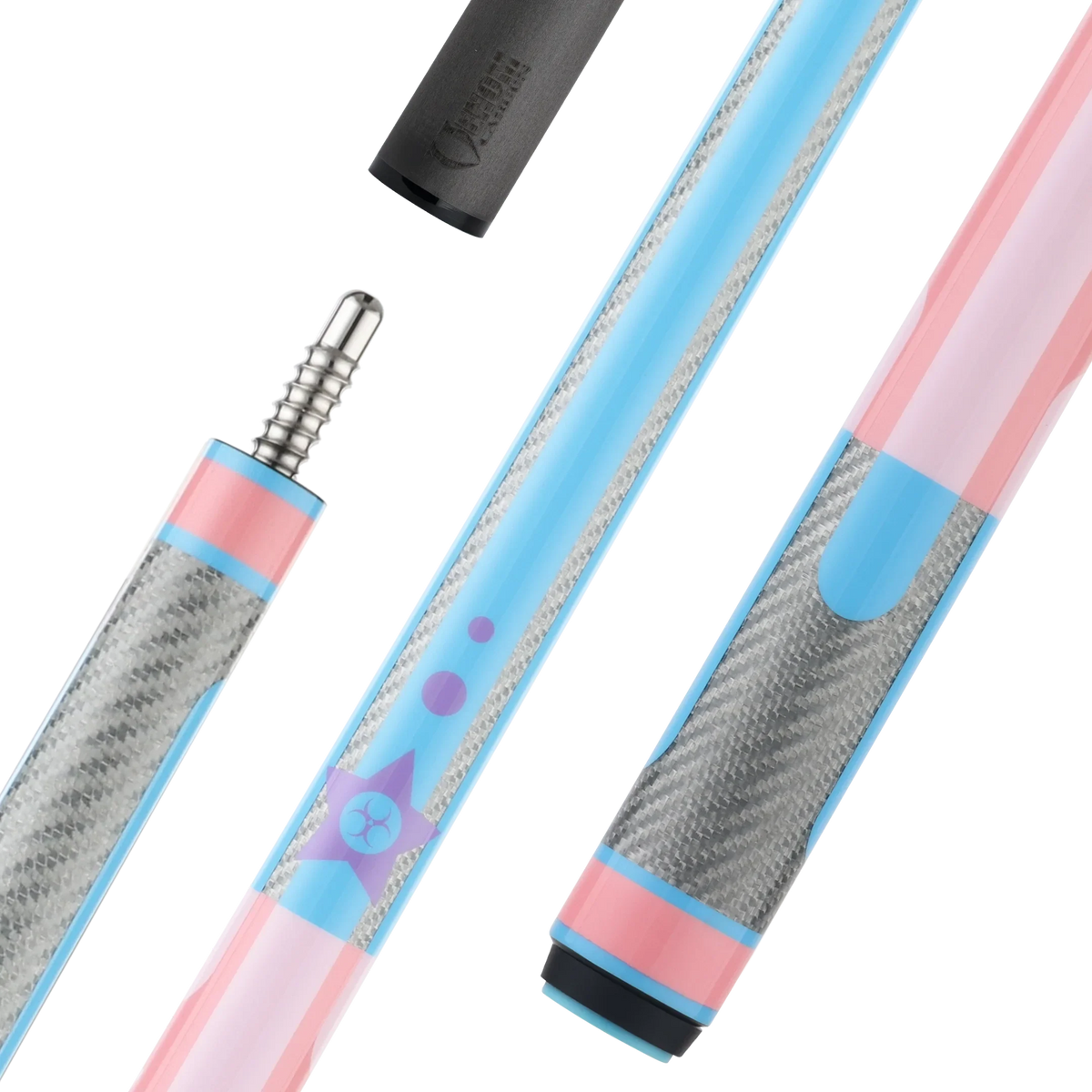 Poison Candy Sugar pool cue, pink and light blue