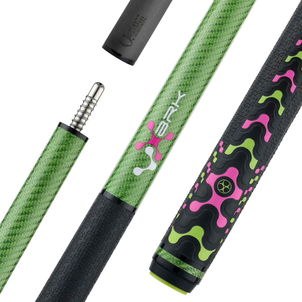 Poison VX Break Cue with Venom Carbon Fiber Shaft - Green/Pink