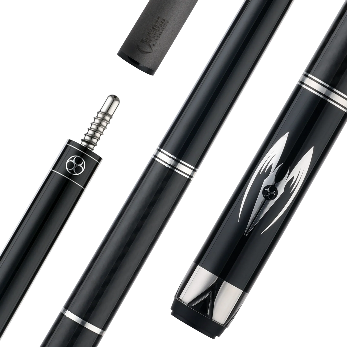 Poison Maelith Pool Cue with Carbon Fiber Shaft - Black/Black - Vinyl Wrap