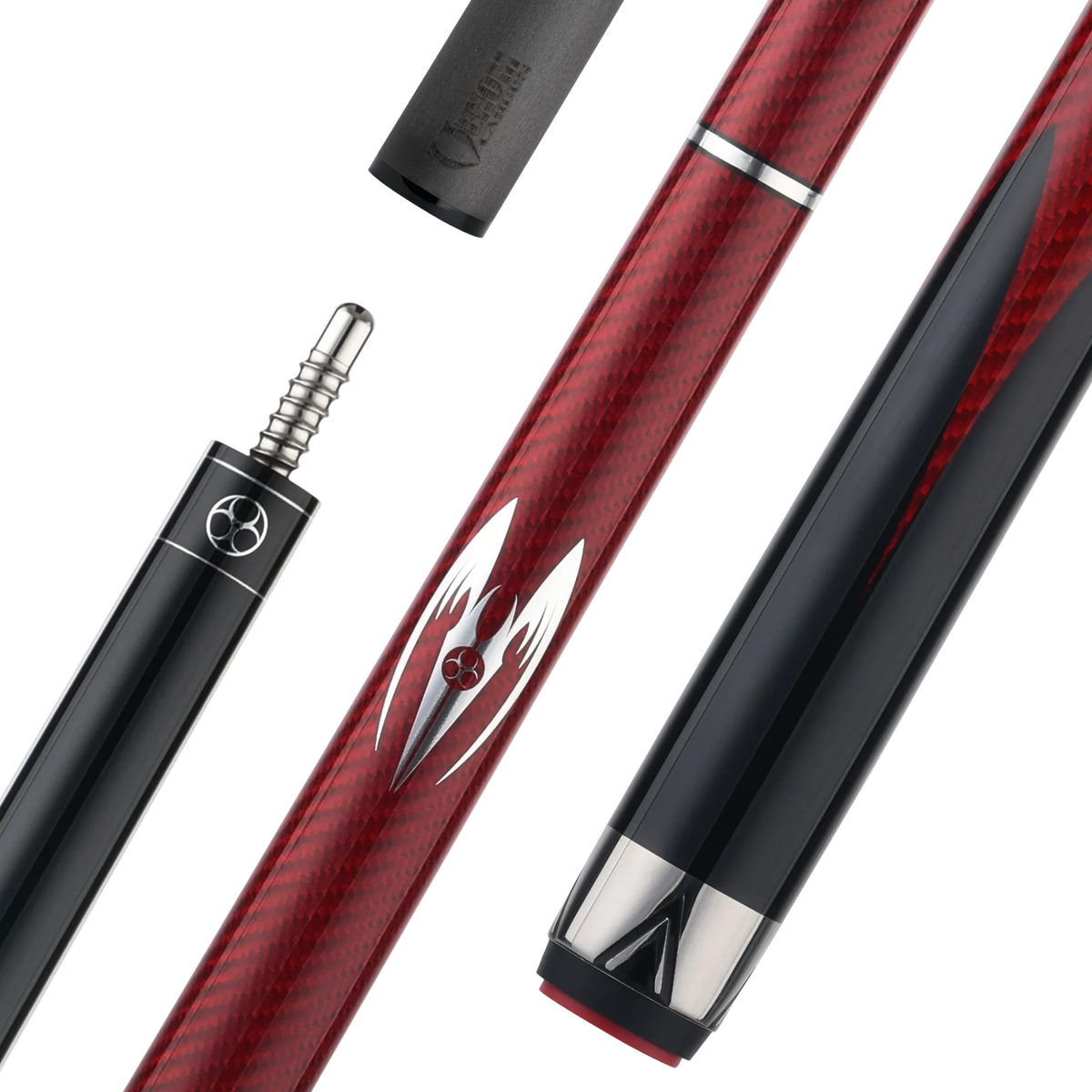Poison Maelith Pool Cue with Carbon Fiber Shaft - Black/Red - No Wrap
