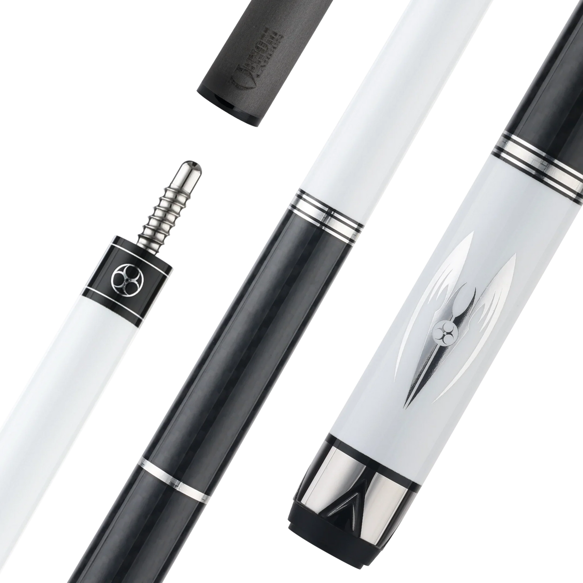 Poison Maelith pool cue, white/black vinyl wrap