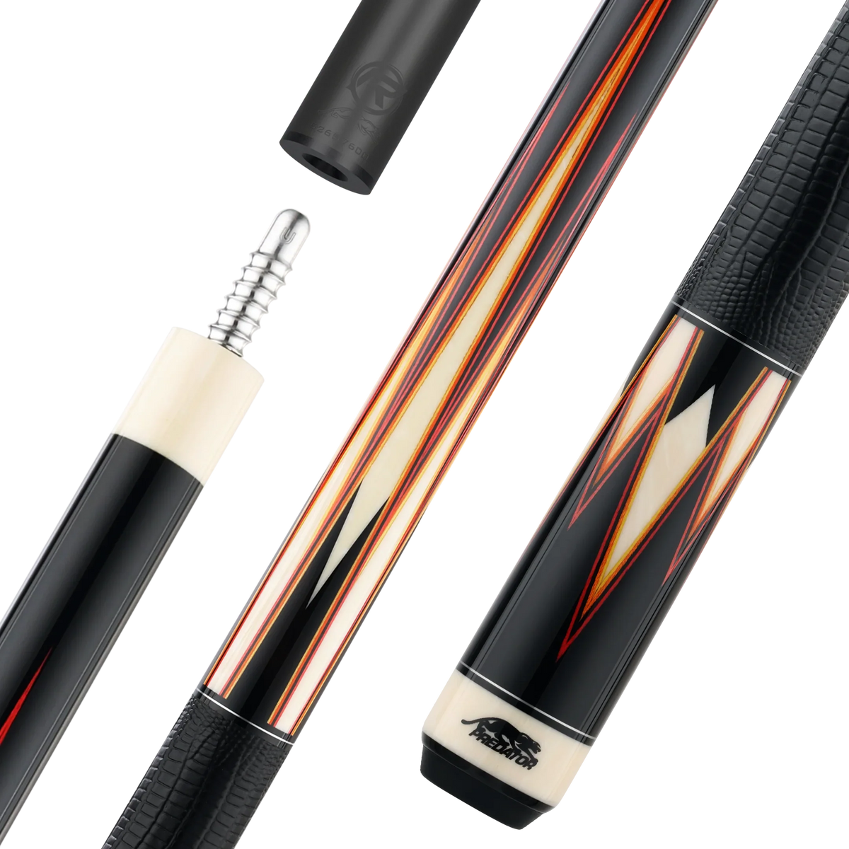 Predator Limited True Splice 16 Pool Cue - Ebony with Red/Orange Points