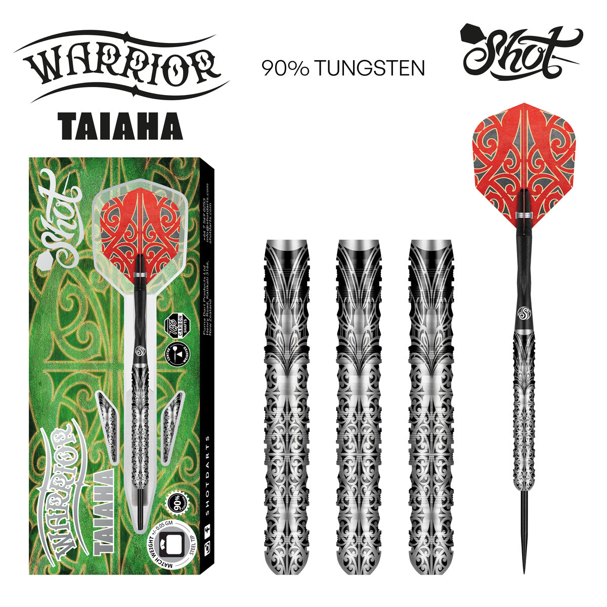 Warrior Taiaha Steel Tip Dart Set-90% Tungsten