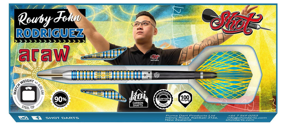 Shot Darts Rowby-John Rodriguez Araw Steel Tip Dart Set-90% Tungsten - view 2