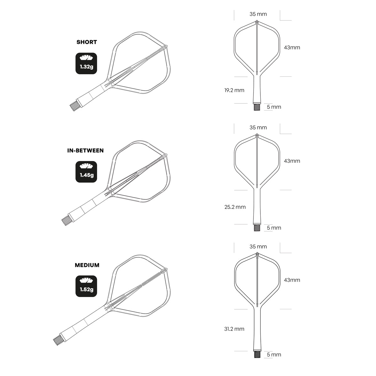 Shot Darts Flight Deck-One Piece Dart Flight and Shaft System - White