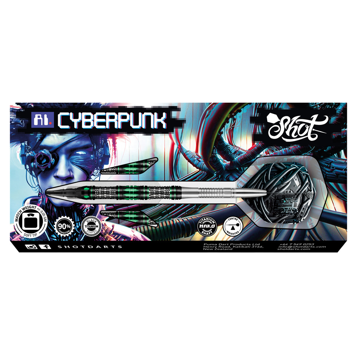 Shot Darts AI CYBERPUNK SOFT TIP DART SET - 90% TUNGSTEN BARRELS 20gm darts - view 4