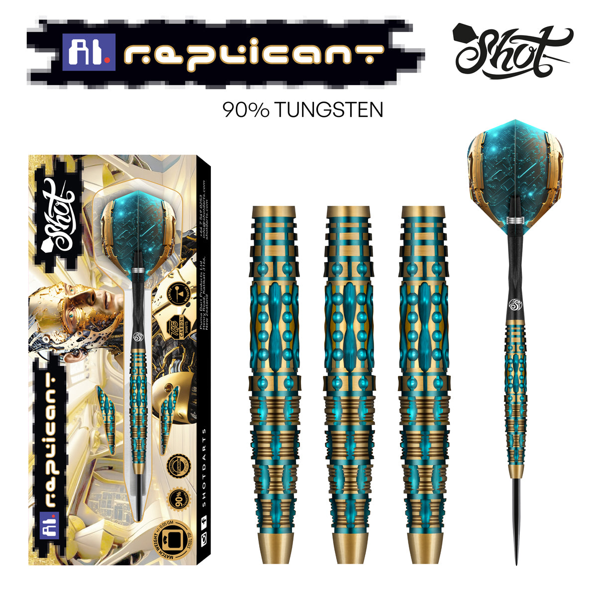 AI REPLICANT STEEL TIP DART SET - 90% TUNGSTEN BARRELS