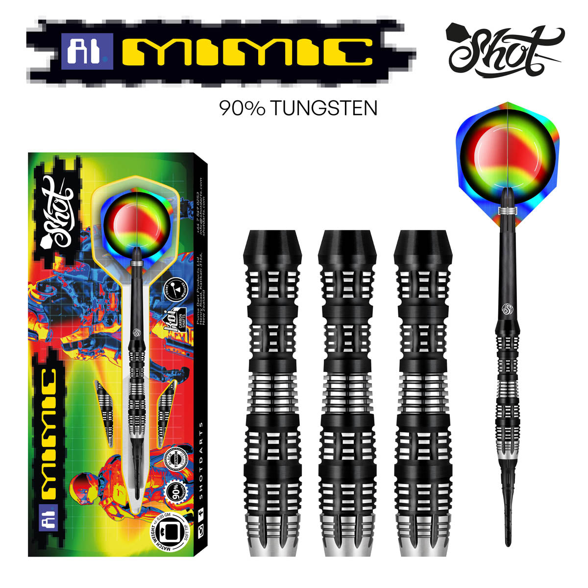 Shot Darts AI Mimic Soft Tip Dart Set - 90% Tungsten Barrels darts
