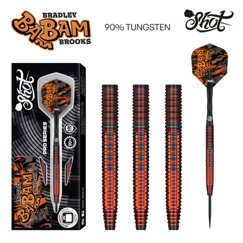 Shot Pro Series-Bradley Brooks Steel Tip Dart Set - 90% Tungsten Barrels 25gm