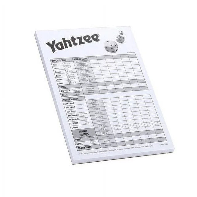 Hasbro Yahtzee Score Card