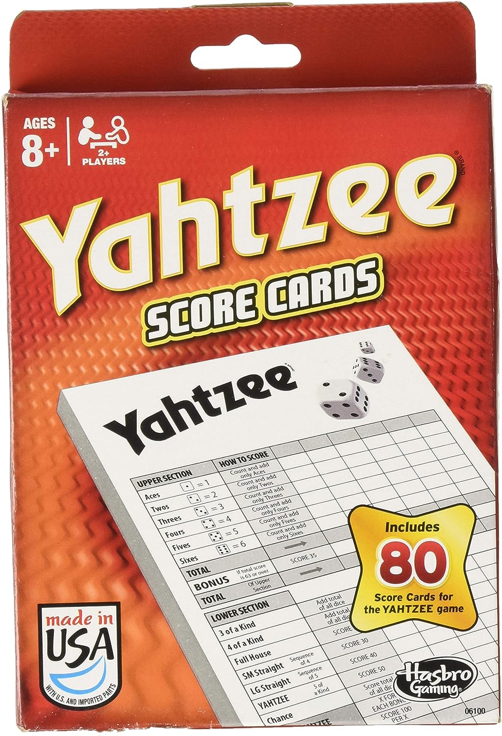 Hasbro Yahtzee Score Card