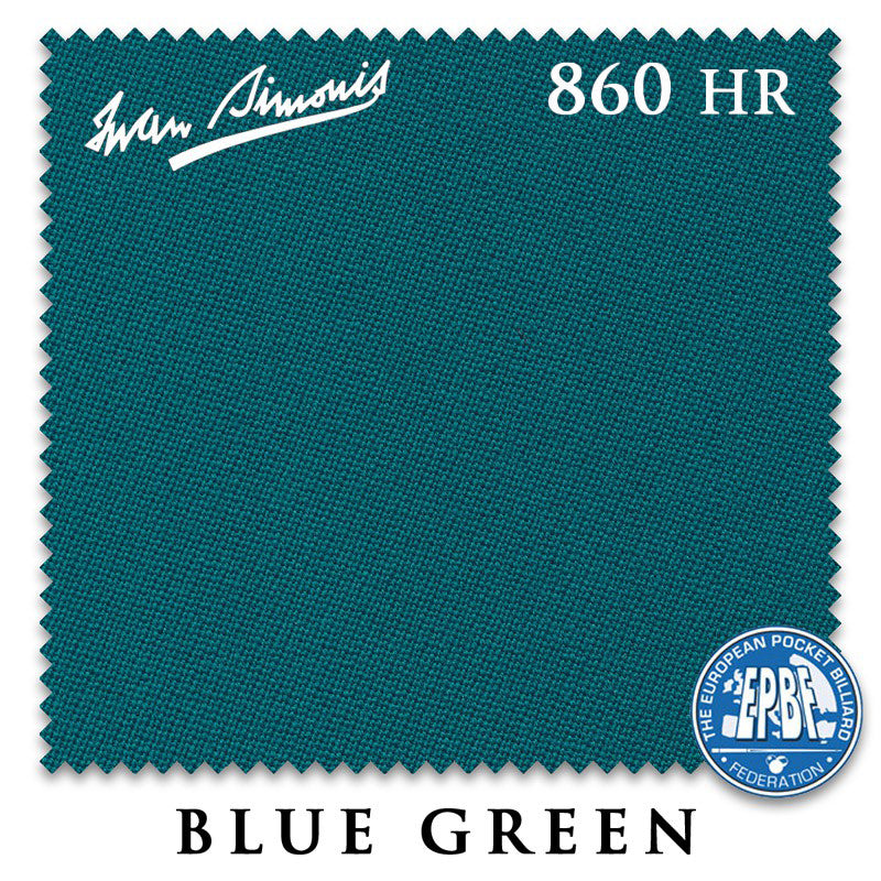 Blue Green Simonis 860HR pool table cloth swatch