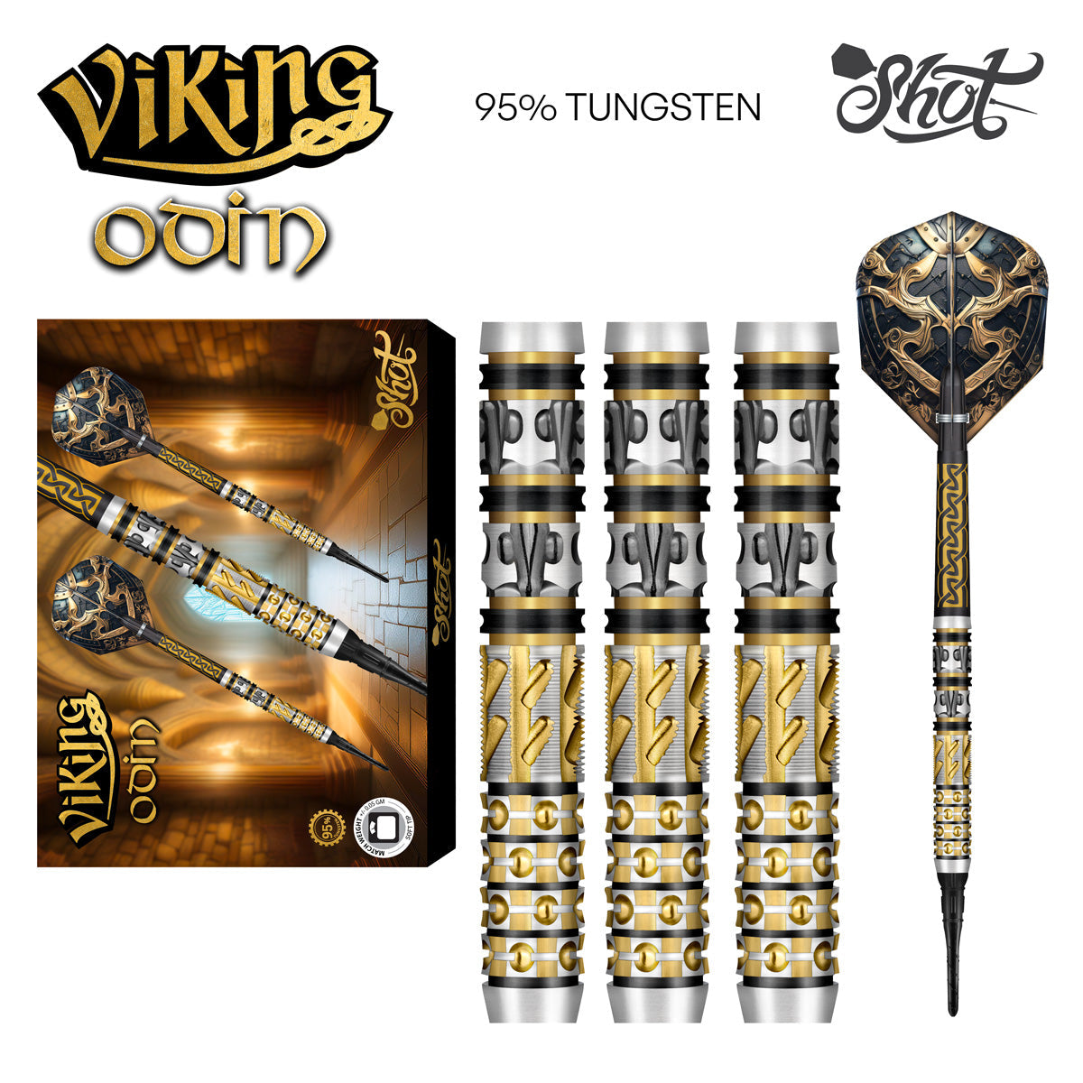 Shot Darts Viking Odin Soft Tip Dart Set-95% Tungsten Dart Barrels
