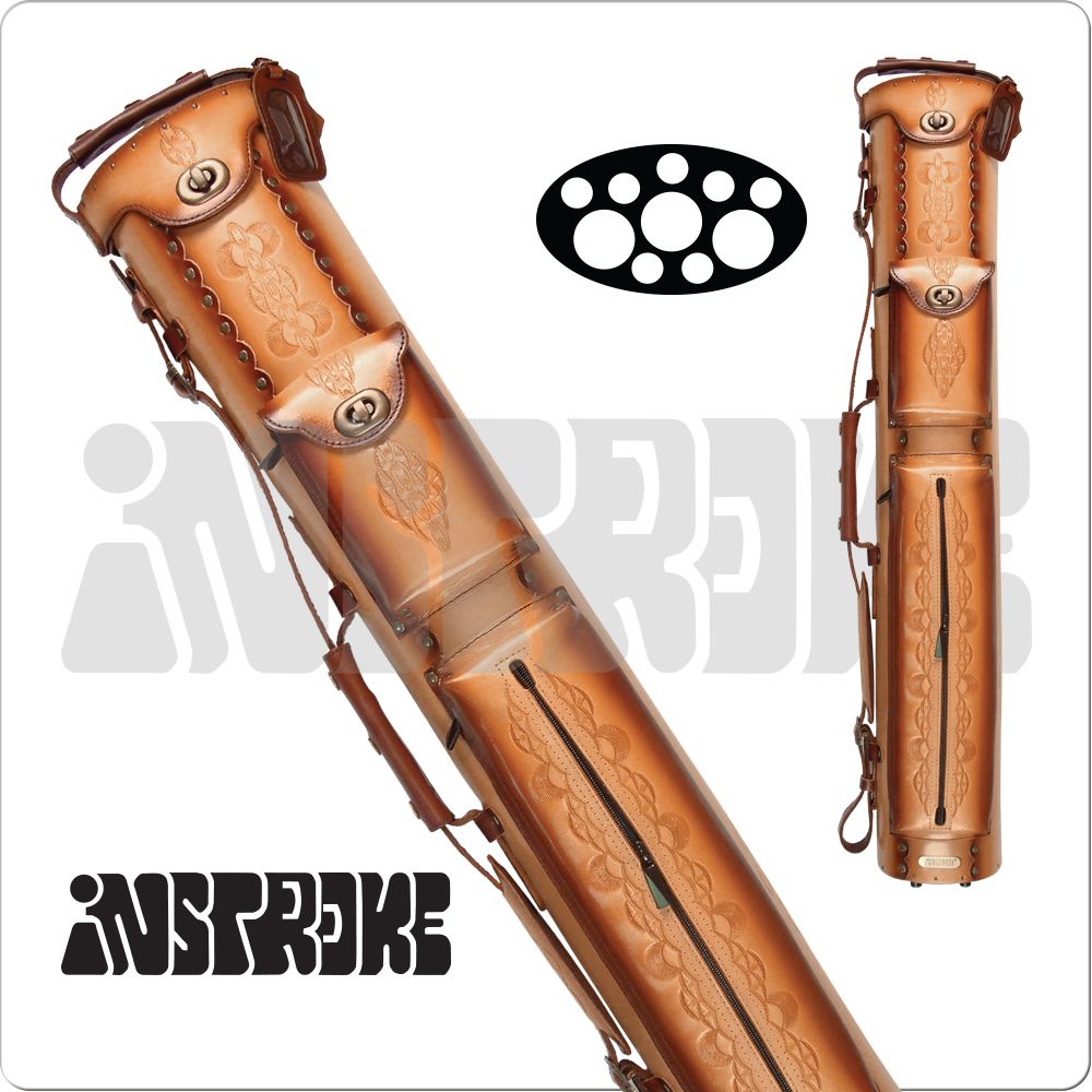 Instroke IST37 Tooled 3x7 Hard Leather Case - Rust