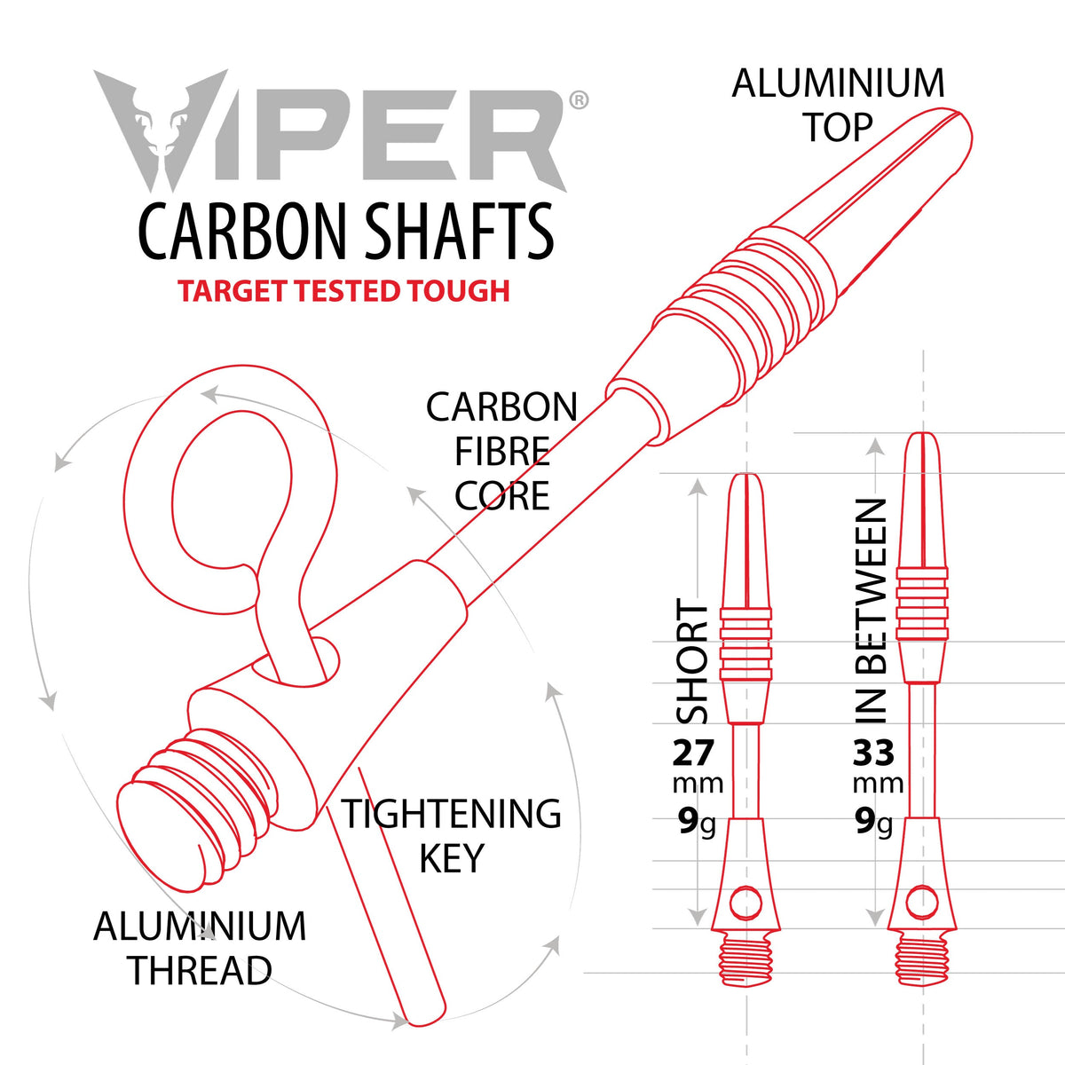 Viper Carbon Fiber Dart Shafts | Short | Blue