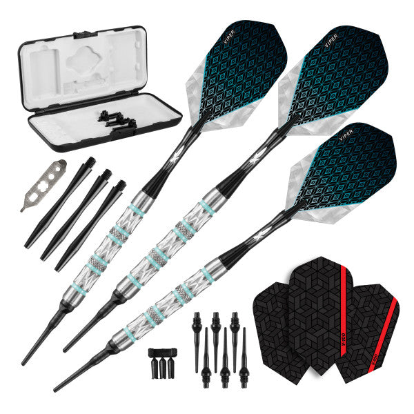 Viper Diamond Darts 90% Tungsten Soft Tip Dart Set Turquoise Rings 18 Grams
