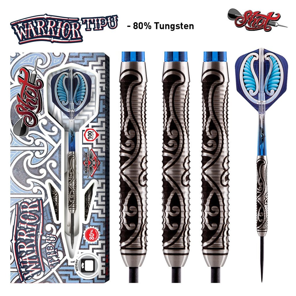 Warrior Tipu Steel Tip Dart Set - 80% Tungsten darts