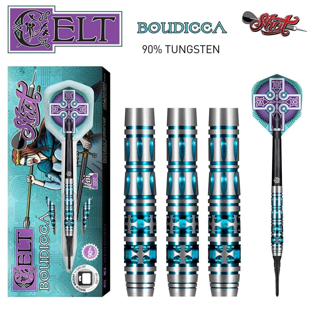 Shot Darts Celt Boudicca Soft Tip Dart Set - 90% Tungsten Barrels darts
