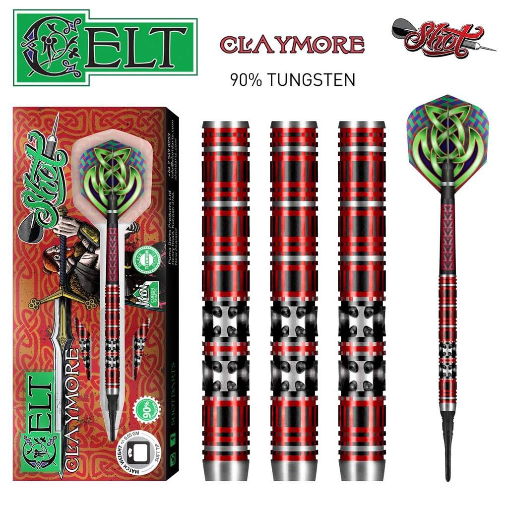 Shot Darts Celt Claymore Soft Tip Dart Set - 90% Tungsten Barrels darts