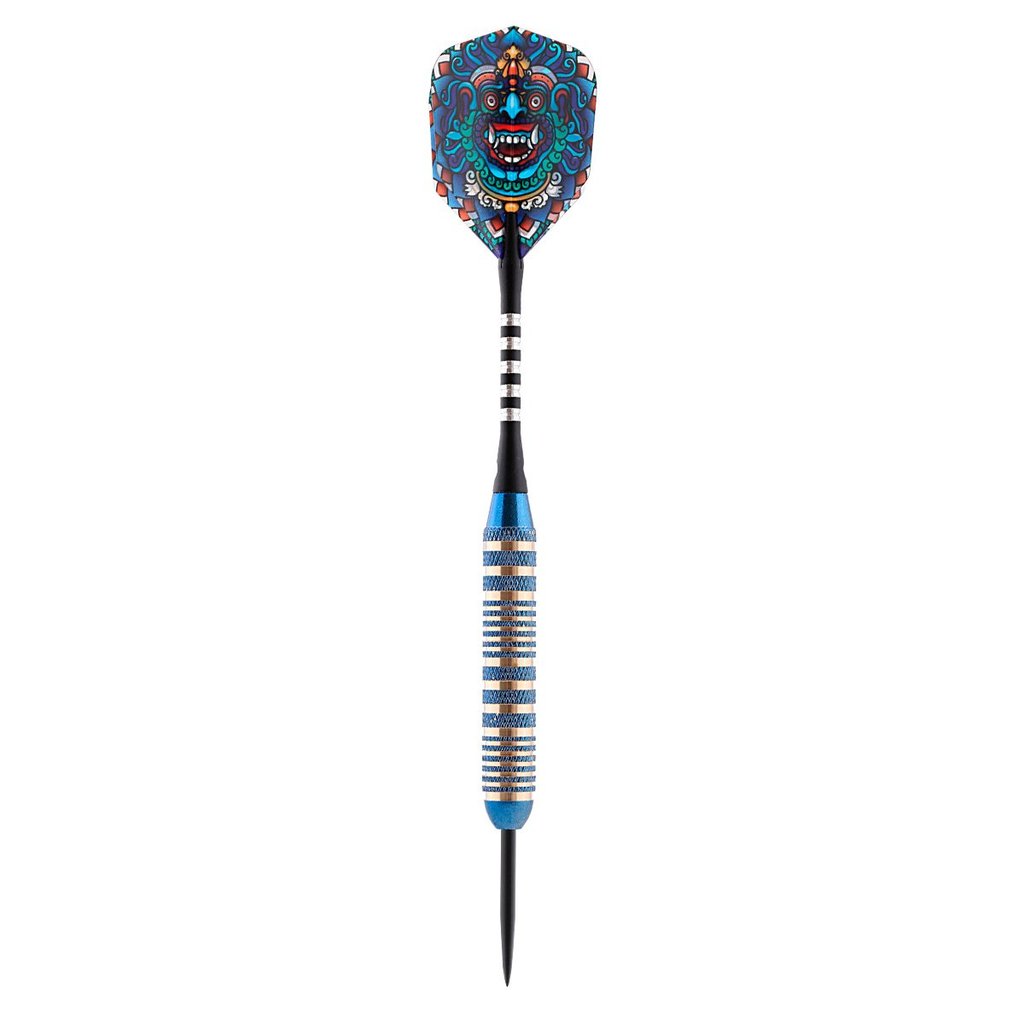 MYSTIC BLUE STEEL TIP DART SET-COLOUR PLATED BRASS BARRELS 25g darts - view 5
