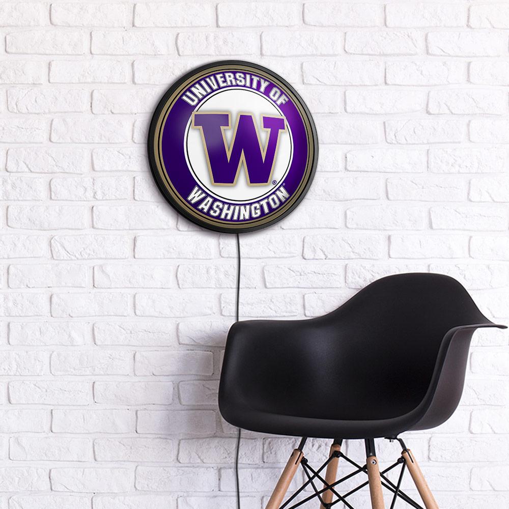 Washington Huskies: Round Slimline Lighted Wall Sign - view 5