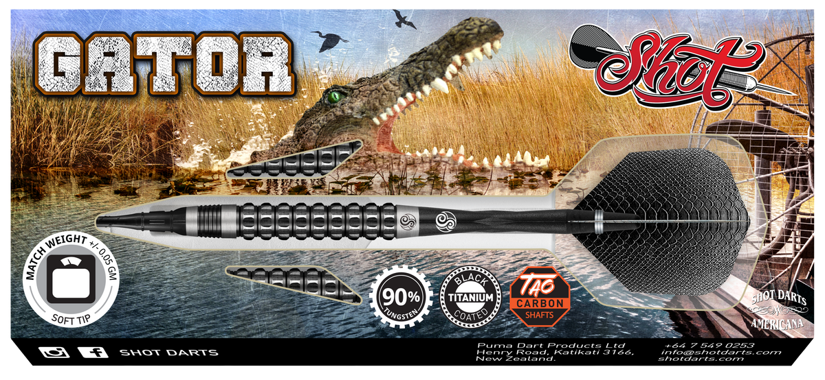 Shot Darts: Americana Gator Soft Tip Dart Set-90% Tungsten - view 5