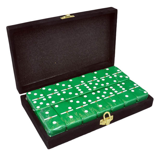 Domino Double Six Green in Velvet Case