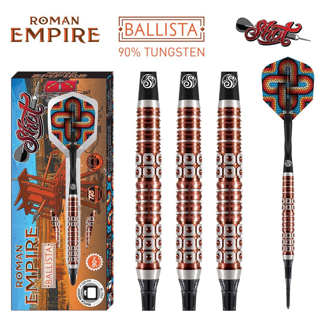 Roman Empire Ballista Soft Tip Dart Set - 90% Tungsten darts