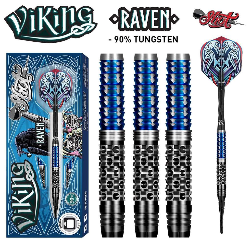 Shot Darts Viking Raven Soft Tip Dart Set - 90% Tungsten darts