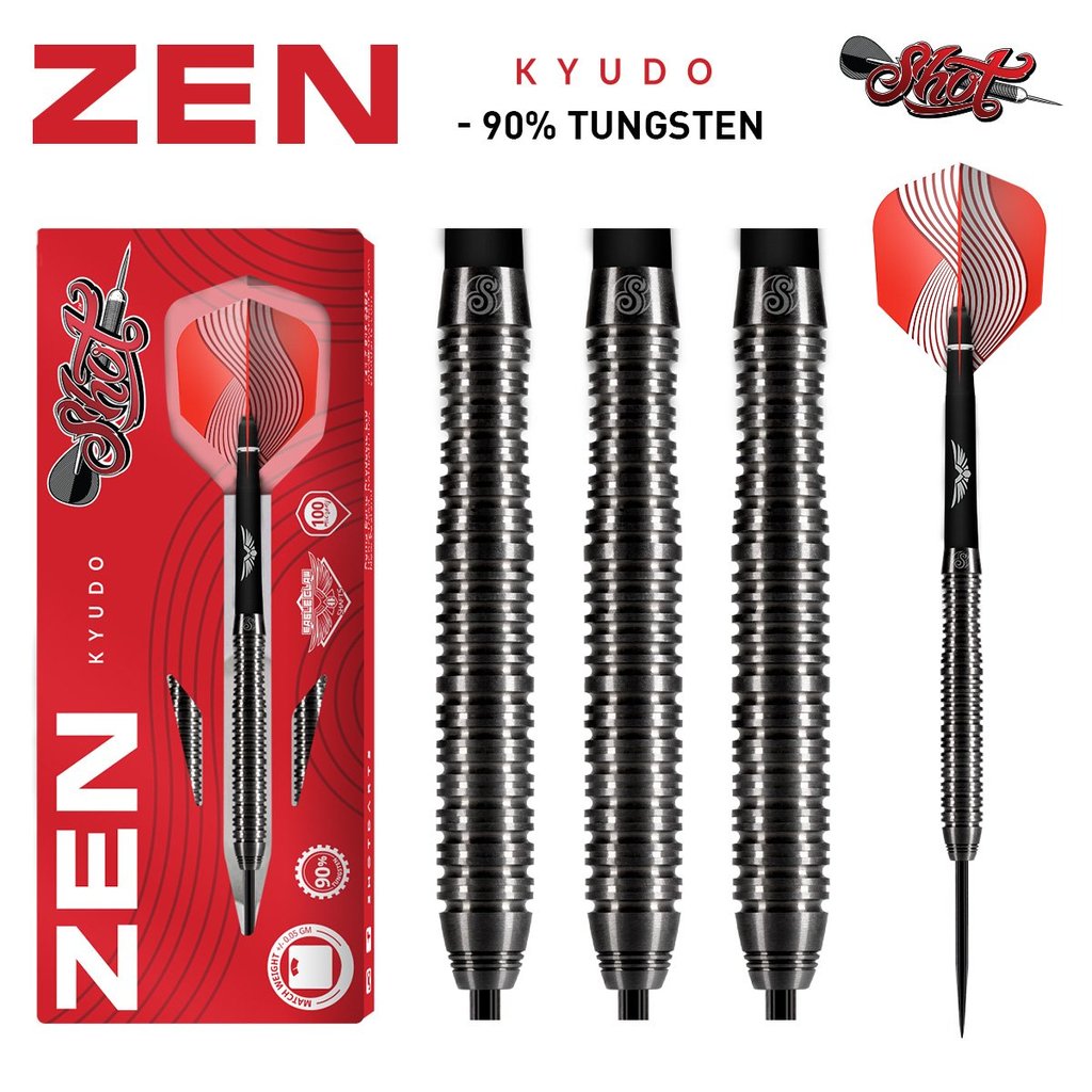 ZEN KYUDO STEEL TIP DART SET-90% TUNGSTEN