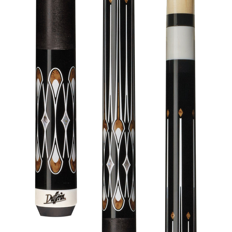 Dufferin - Blk Abalone,ant. Oval Design, Blk Linen Pool Cue