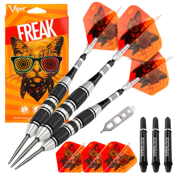 Viper The Freak Darts Steel Tip Darts 3 Knurled Rings Barrel 22 Grams