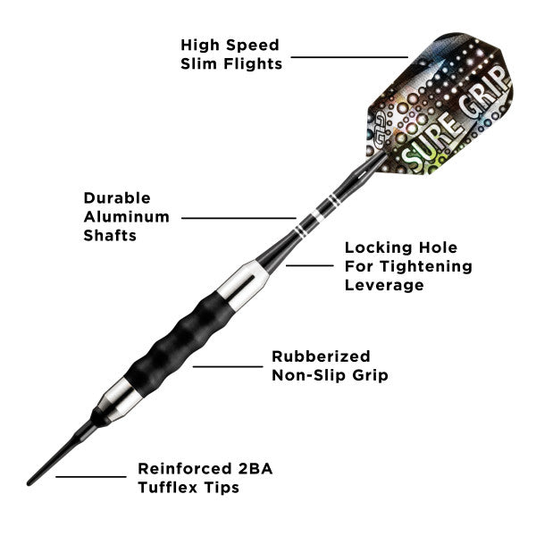 Viper Sure Grip Darts Black Soft Tip Darts - 18 grams