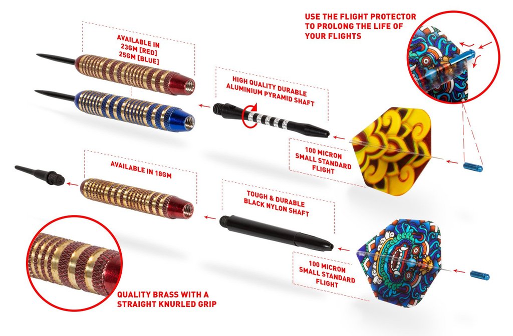 MYSTIC RED SOFT TIP DART SET-COLOUR PLATED BRASS 18g darts - view 4