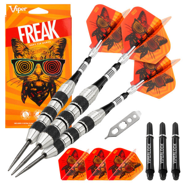 Viper The Freak Darts Steel Tip Darts Knurled and Shark Fin Barrel 22 Grams
