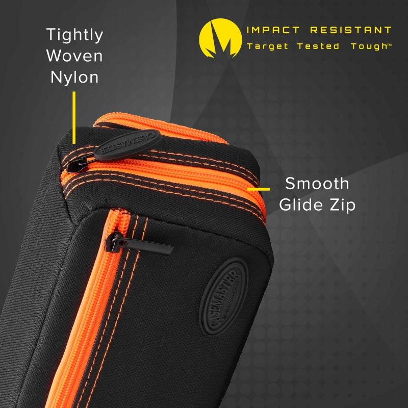 Casemaster Plazma Pro Dart Case Black with Orange Trim and Phone Pocket