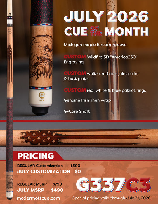 McDermott COTM G337C3 July 2026 Cue of the Month