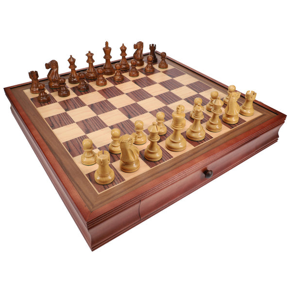 English Chess Set, 19 in. Board with Storage, 3.5 in King