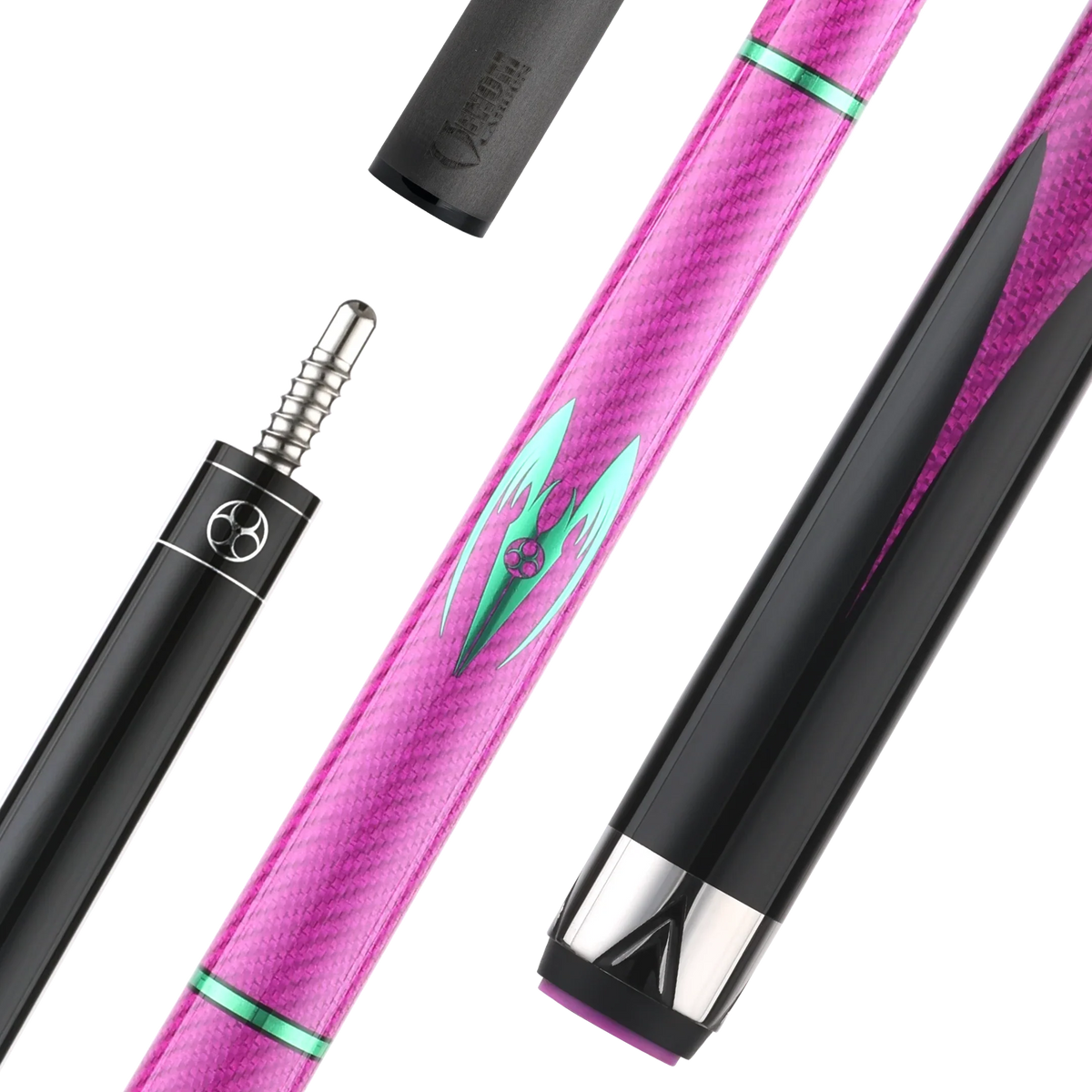 Poison Maelith Pool Cue with Carbon Fiber Shaft - Pink/Black - No Wrap