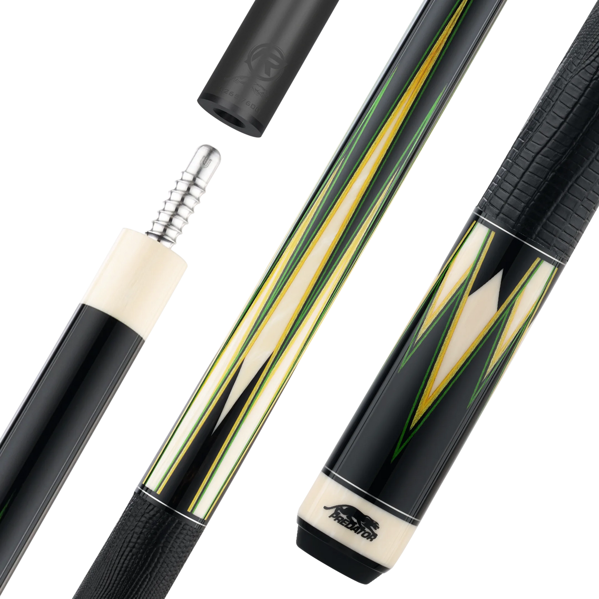 Predator Limited True Splice 16 Pool Cue - Ebony with Green/Yellow Points