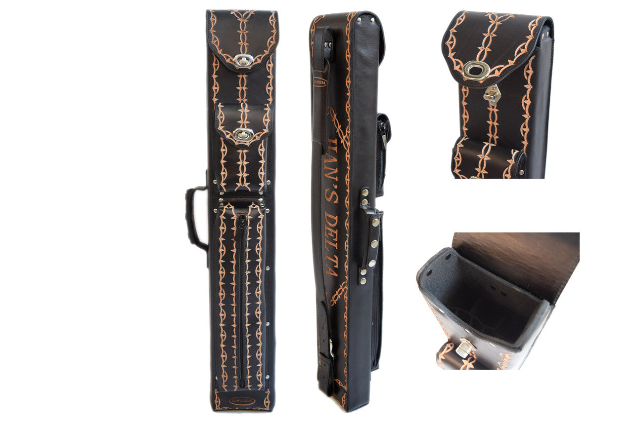 Delta Genuine Leather 3x5 Hand Tooled Case - Black