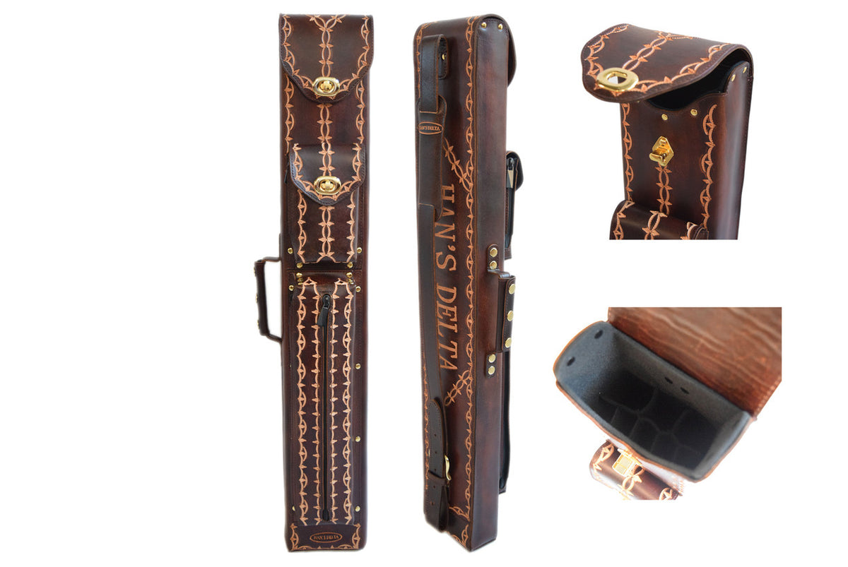 Delta Genuine Leather 3x5 Hand Tooled Case - Brown