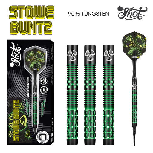 SBSF2B-21 | Pro Series–Stowe Buntz 2.0 Black Ti Soft Tip Dart Set-90% Tungsten Barrels-21gm