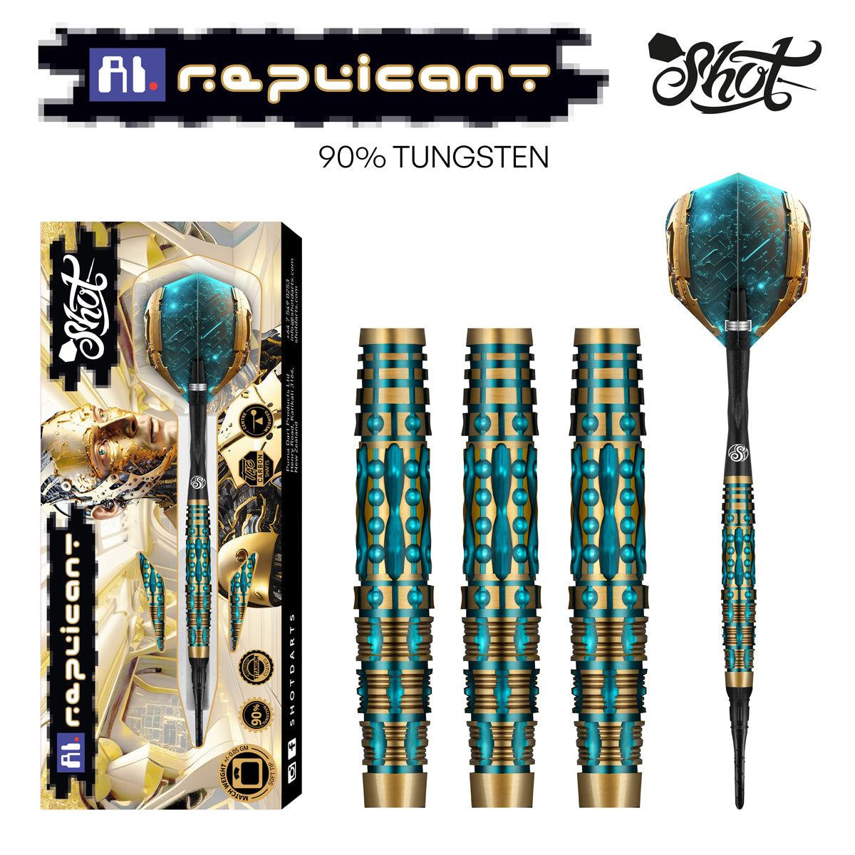Shot Darts AI Replicant Soft Tip Dart Set - 90% Tungsten Barrels darts