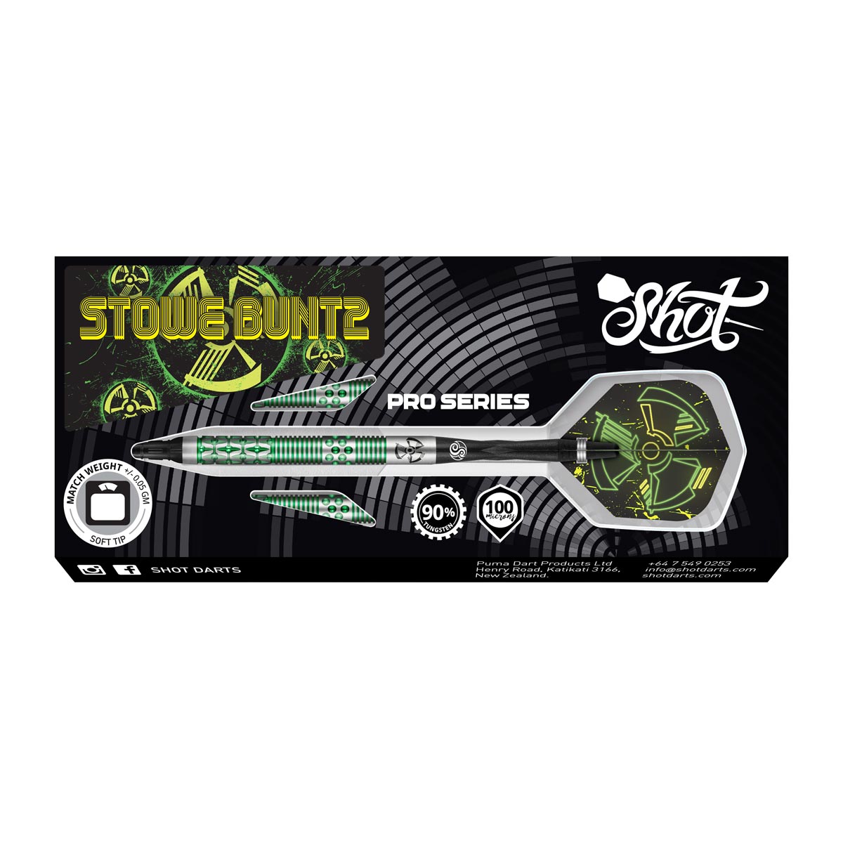 Shot Darts SHOT PRO SERIES - STOWE BUNTZ V2 SOFT TIP DART SET - 90% TUNGSTEN BARRELS 21gm - view 3