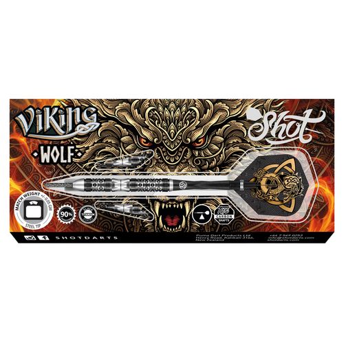 VIKING WOLF STEEL TIP DART SET - 90% TUNGSTEN BARRELS 24gm