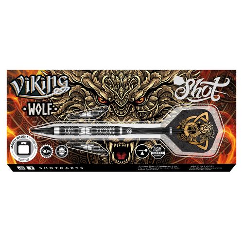 VIKING WOLF SOFT TIP DART SET - 90% TUNGSTEN BARRELS 20gm