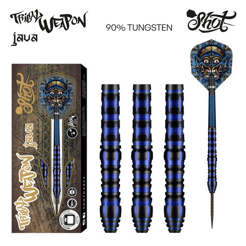 TRIBAL WEAPON JAVA STEEL TIP DART SET - 90% TUNGSTEN BARRELS 24gm