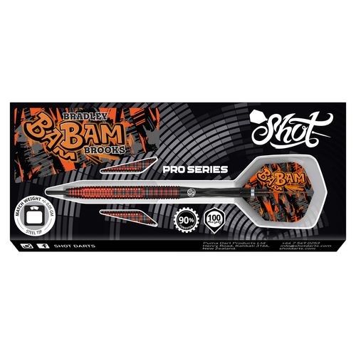 SHOT PRO SERIES-BRADLEY BROOKS STEEL TIP DART SET - 90% TUNGSTEN BARRELS 25gm