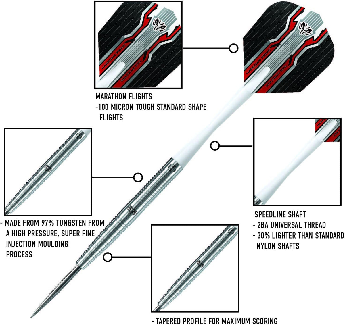 Harrows Darts Harrows Wolfram 97 Steel Tip Darts - view 3